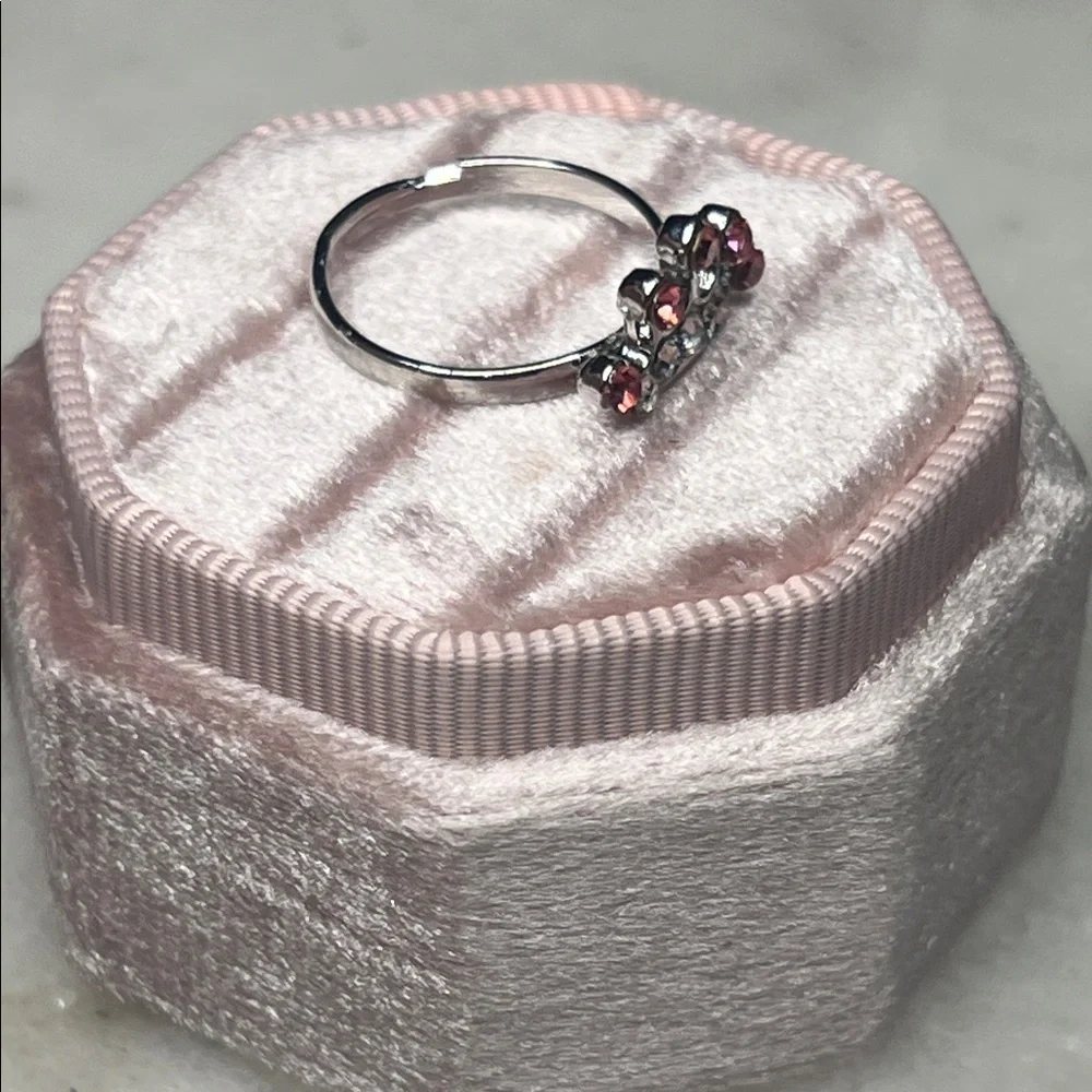 Artisan Pink and Silver Princess Crown Ring